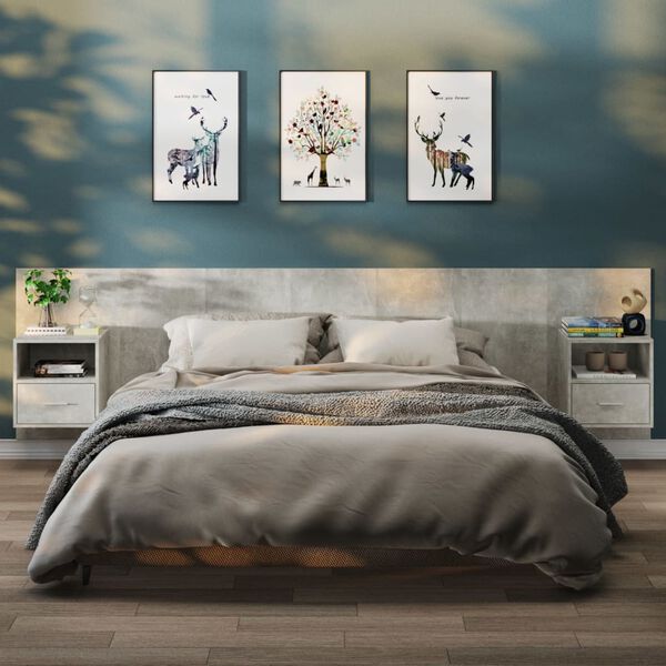 vidaXL Mesas de cabeceira montagem na parede 2 pcs cinzento cimento