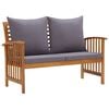 vidaXL Banco de jardim c/ almofad&otilde;es 119 cm madeira de ac&aacute;cia maci&ccedil;a