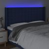 vidaXL Cabeceira de cama c/ luzes LED tecido 203x16x118/128 cm azul