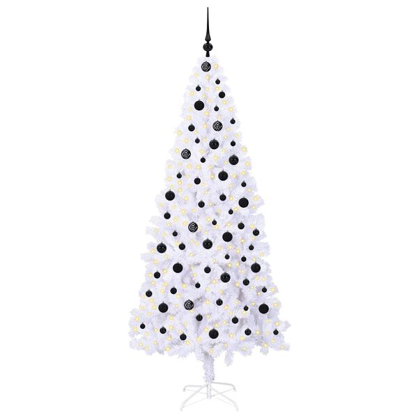 vidaXL Árvore de Natal Artificial com 300 LEDs Branco 210 cm PVC e Aço