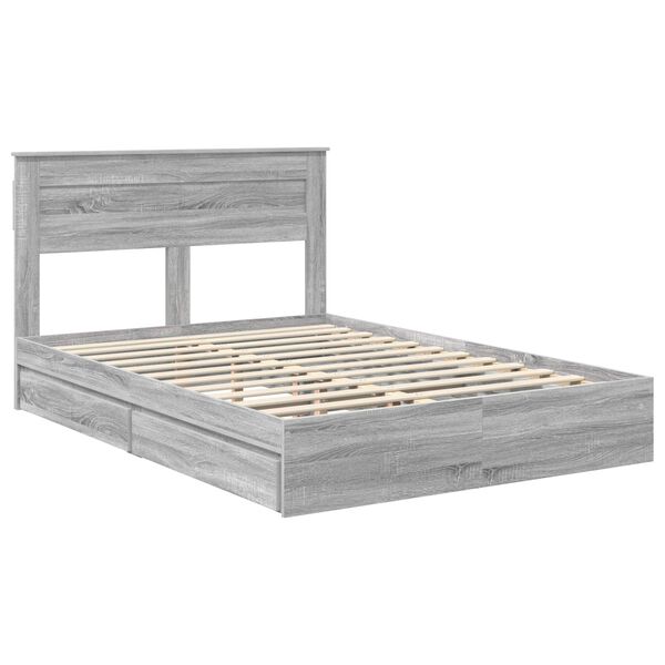 vidaXL Cama com Armazenamento com cabeceira Cinza Sonoma 140 x 200 cm