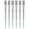 vidaXL Estacas de enterrar 6 pcs 7x7x90 cm a&ccedil;o galvanizado prateado