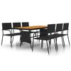 vidaXL 7 pcs Conjunto de jantar p/ exterior vime PE preto