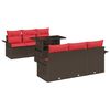 vidaXL Conjunto de Sof&aacute; de Jardim 7 unid. 6 lugar Castanho vime PE