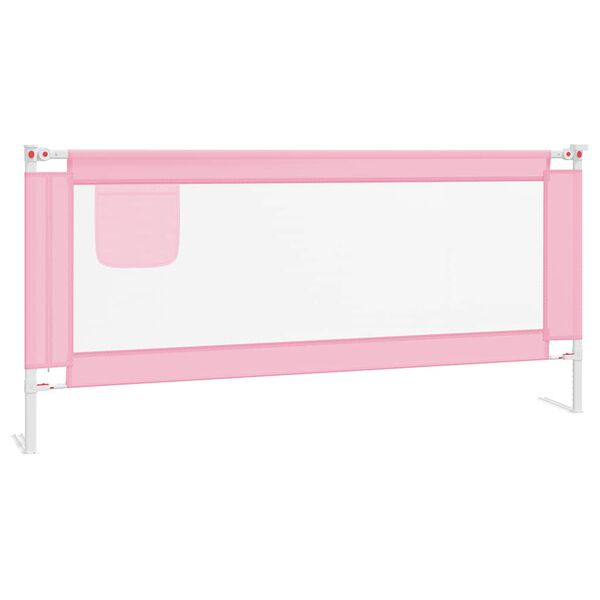 vidaXL Barra de segurança p/ cama infantil tecido 200x25 cm rosa