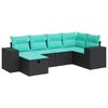 vidaXL 6 pcs conjunto sof&aacute;s de jardim c/ almofad&otilde;es vime PE preto