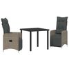vidaXL Conjunto de Jantar para Jardim 3 pcs Cinzento vime PE