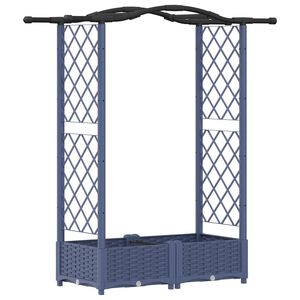 vidaXL Cama Elevada com Treli&ccedil;a e Telhado Cinzento 124 x 40 x 123 cm