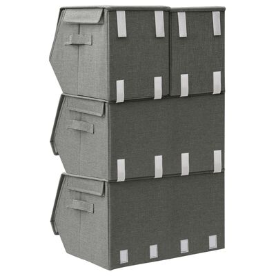 vidaXL Conjunto caixas de arrumação empilháveis 4 pcs tecido antracite