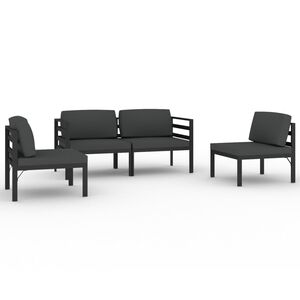 vidaXL 4 pcs conjunto lounge jardim com almofad&otilde;es alum&iacute;nio antracite