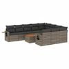 vidaXL 11 pcs conjunto sof&aacute;s de jardim c/ almofad&otilde;es vime PE cinzento