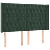 vidaXL Cabeceira cama c/ abas veludo 147x16x118/128 cm verde-escuro
