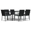 vidaXL 7 pcs conjunto de jantar p/ jardim c/ almofad&otilde;es vime PE e a&ccedil;o