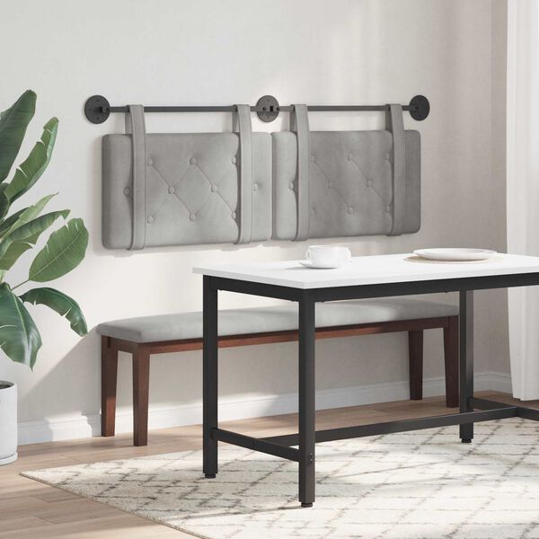 vidaXL Cabeceira Suspensa Cinzento-claro 130 x 55 x 5 cm Veludo