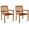 vidaXL Cadeiras de jantar jardim empih&aacute;veis 2 pcs madeira teca maci&ccedil;a
