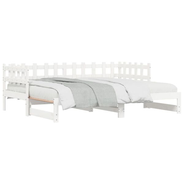 vidaXL Sofá-cama de puxar 2x(80x200) cm pinho maciço branco