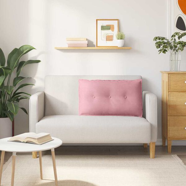 vidaXL Travesseiro para Costas Rosa 80 x 50 cm Tecido de Veludo Cotele