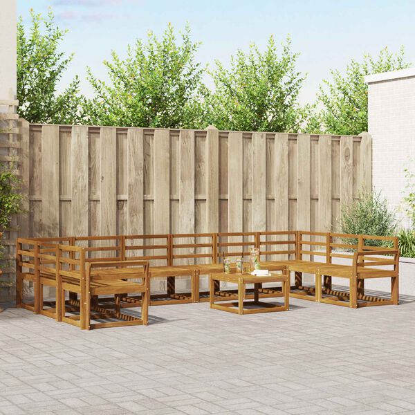 vidaXL Conjunto de Sof&aacute;s para Exterior 11 pcs Natural