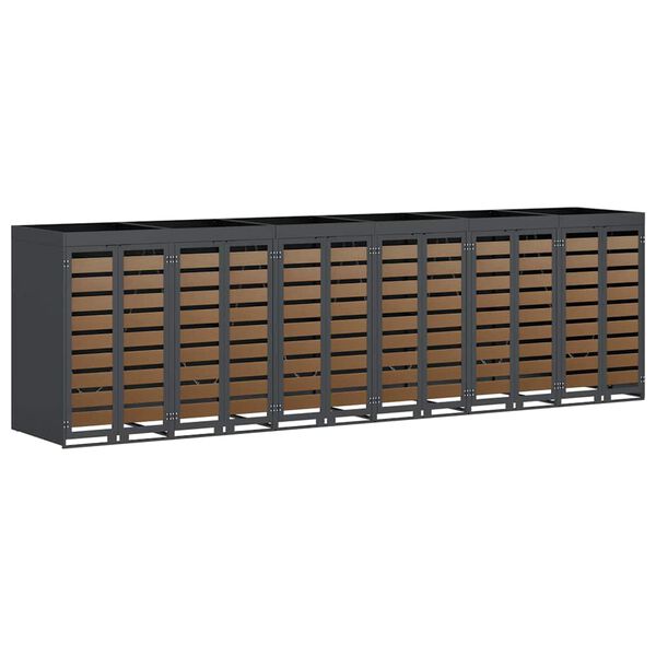 vidaXL Armazenamento para Lixeiras Móveis para 3 Caçambas Antracite