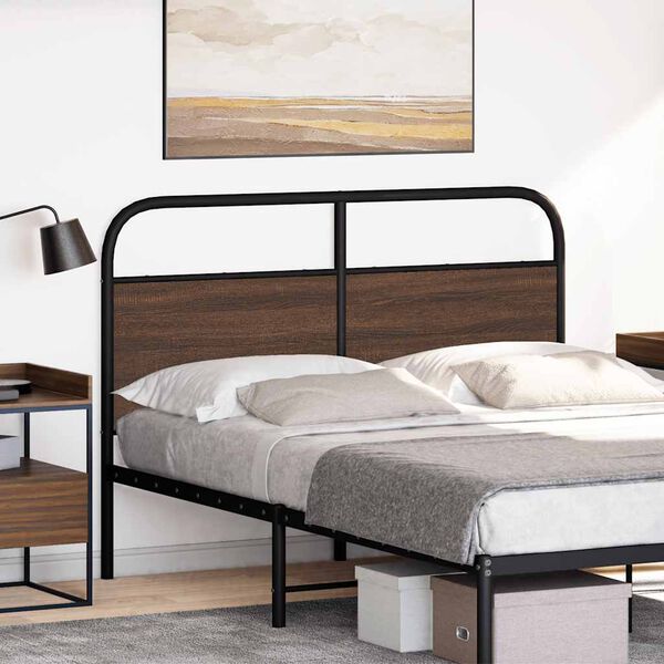 vidaXL Cabeceira de cama 120cm derivados madeira/a&ccedil;o carvalho castanho