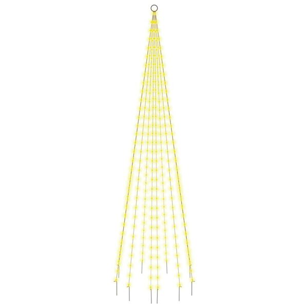 vidaXL &Aacute;rvore de Natal mastro de bandeira 310 LEDs 300cm branco quente