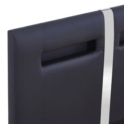 vidaXL Estrutura de cama c/ LEDs 90x200 cm couro artificial preto