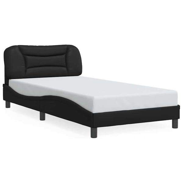 vidaXL Estrutura de cama sem colch&atilde;o Hvar 100x203cm couro artificial preto