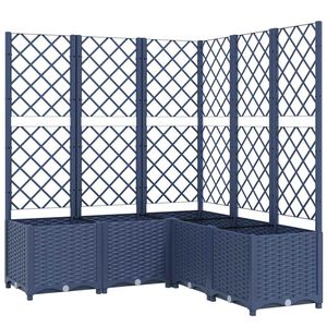 vidaXL Vaso/floreira jardim c/ treli&ccedil;a 120x120x136 cm PP cinzento azul