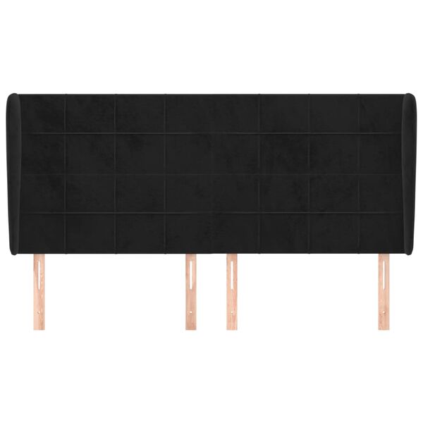 vidaXL Cabeceira de cama c/ abas veludo 203x23x118/128 cm preto