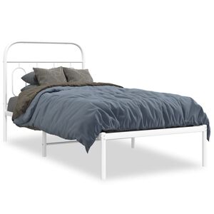 vidaXL Estrutura de cama com cabeceira 90x200 cm metal branco