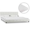 vidaXL Cama com colchão 160x200 cm couro artificial branco