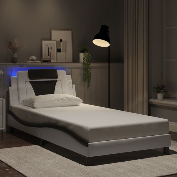 vidaXL Estrutura de cama Viana com LED sem colch&atilde;o 100x200cm branco/preto