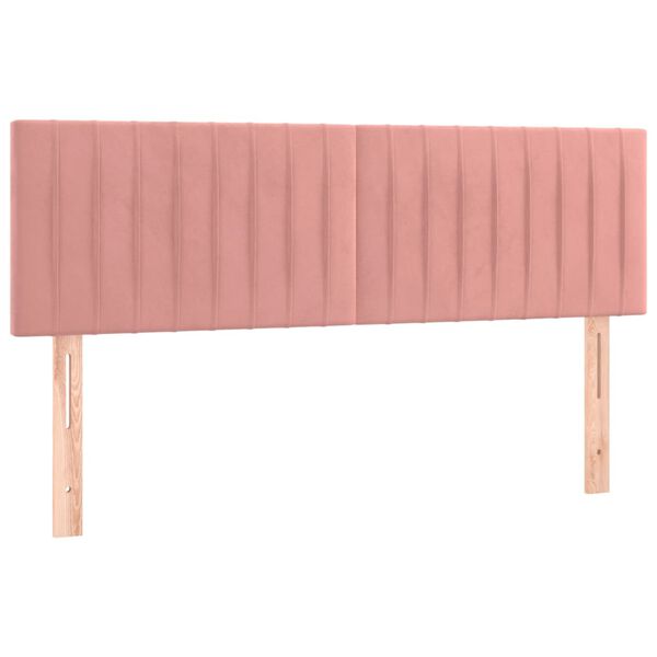 vidaXL Cabeceira de cama c/ luzes LED veludo 144x5x78/88 cm rosa