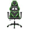 vidaXL Cadeira gaming massagens couro artificial preto e verde