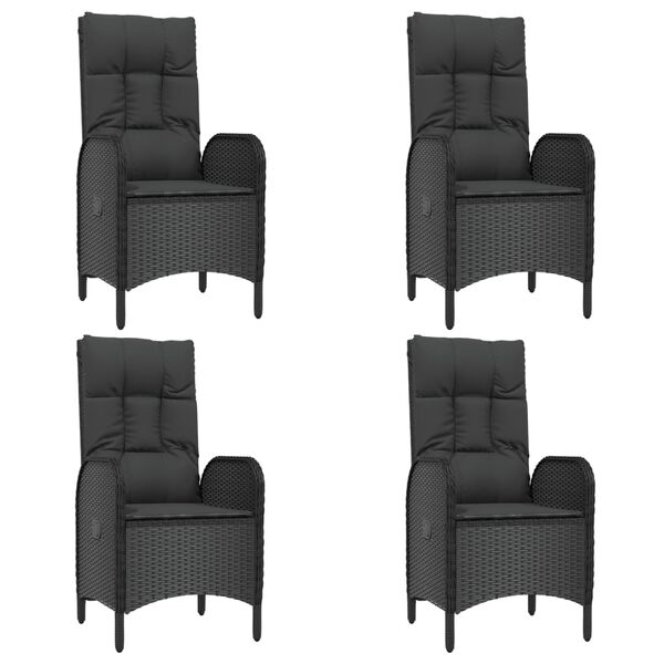 vidaXL 5 pcs conjunto de jantar p/ jardim c/ almofad&otilde;es vime PE preto