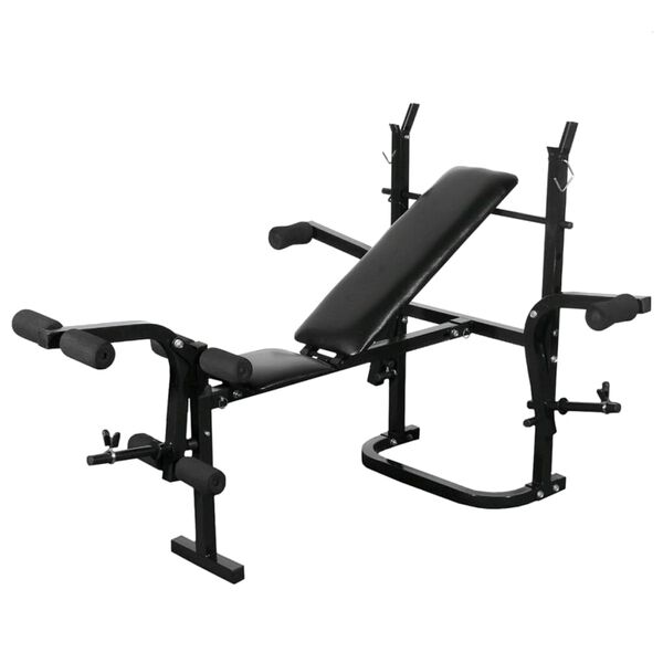 vidaXL Banco musculação c/ suporte p/ pesos + barras e halteres 30,5kg