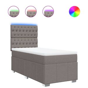 vidaXL Cama com molas/colch&atilde;o 90x190 cm tecido castanho-acinzentado