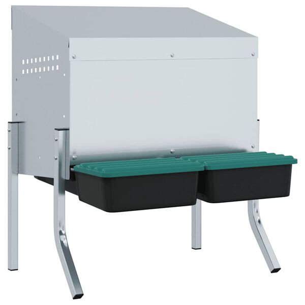 vidaXL Caixa de nidifica&ccedil;&atilde;o para galinhas com 2 compartimentos e pernas em a&ccedil;o galvanizado