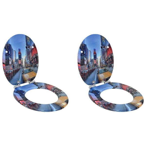 vidaXL Assento de Vaso Sanit&aacute;rio 2 pcs Multicolor 44 x 38 cm