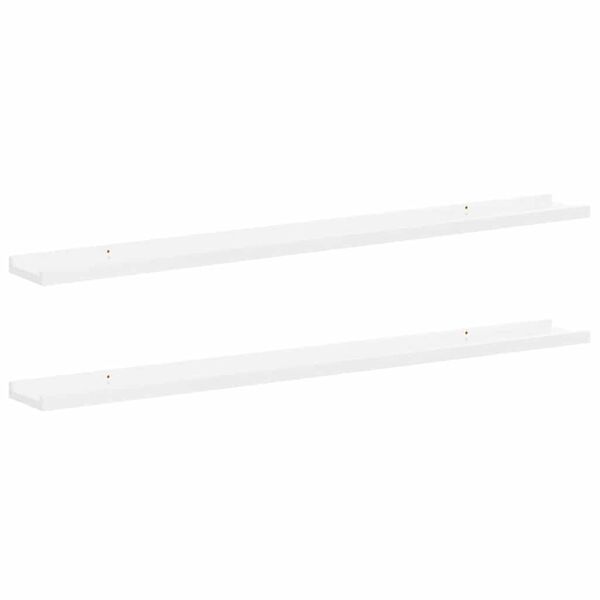 vidaXL Prateleiras de parede 2 pcs 100x9x3 cm branco brilhante