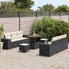 vidaXL Conjunto de Sof&aacute; de Jardim com almofada 9 pcs Preto e Creme