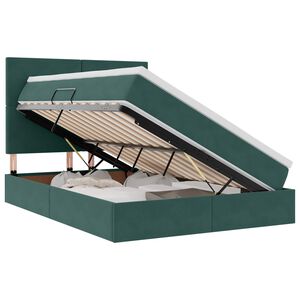 vidaXL Cama com arruma&ccedil;&atilde;o e LED Verde Escuro 140 x 190 cm Veludo