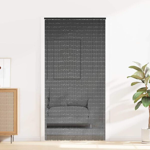 vidaXL Cortina de Porta contra Insetos Cinza Escuro 90x220 cm Bambu