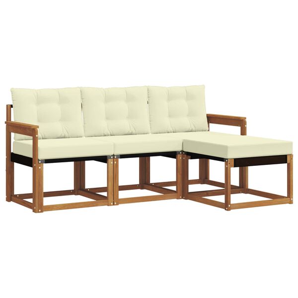 vidaXL Conjunto de Sof&aacute;s para Exterior 4 pcs Natural e Creme