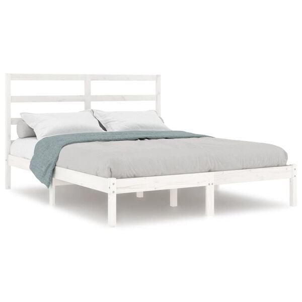 vidaXL Estrutura cama pequena casal 120x190 cm pinho maciço branco