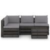 vidaXL 5 pcs conj. lounge jardim + almofad&otilde;es madeira impreg. cinzento