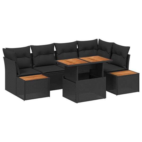 vidaXL Conjunto de Sof&aacute; de Jardim 10 pcs Preto Rattan Sint&eacute;tico