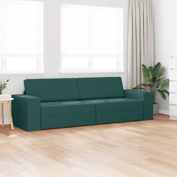 vidaXL Sof&aacute;-Cama 200cm Verde Escuro tecido