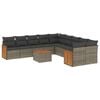 vidaXL 11 pcs conjunto sof&aacute;s de jardim c/ almofad&otilde;es vime PE cinzento