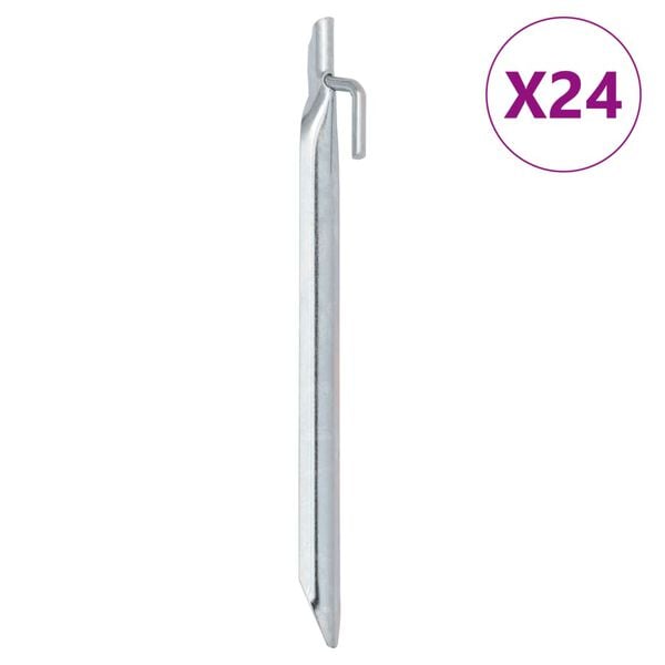 vidaXL Estacas p/ tenda 24 pcs forma de V 24 cm &Oslash;20 mm a&ccedil;o galvanizado